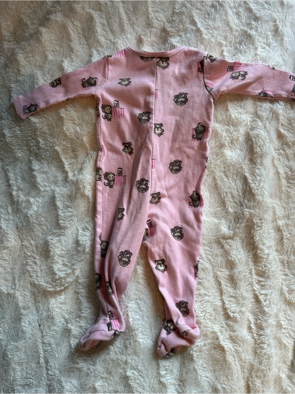 Gymboree Pink Fleece Footed One-Piece with Animal Print